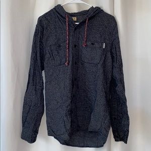 Hollister long sleeve button down shirt with hood